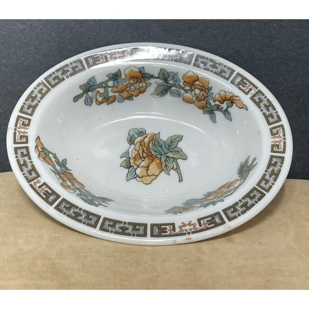 Syracuse Orange Floral Small Oval Fruit Bowl Soap Dish 5 Inch Restaurant Ware